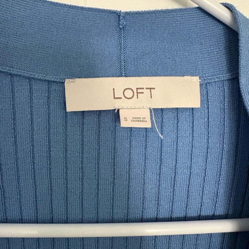 LOFT Ribbed Blue Cardigan - Picture 3 of 3
